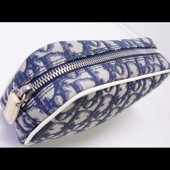 CHRISTIAN DIOR VINTAGE MONOGRAM BLUE TROTTER POUCH - Picture 5 of 13